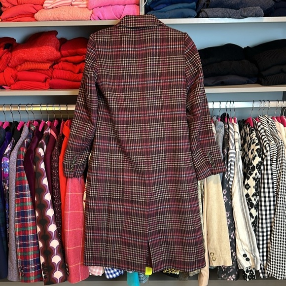 Ann Taylor aubergine/pink/tan plaid coat size XS - Picture 3 of 4